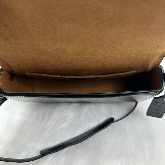 Coach Andrea Shoulder Bag In Crocodile-embossed Leather Black CT770 NWT - Picture 8 of 10